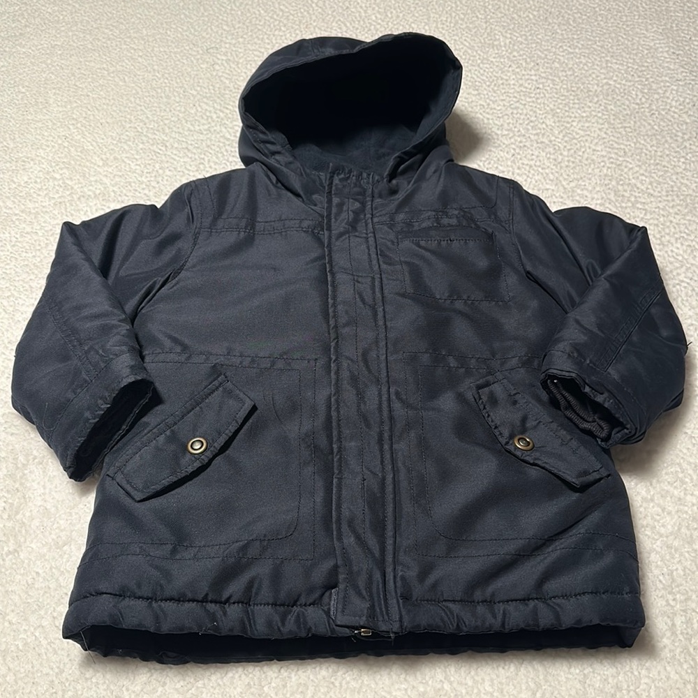 Gymboree Little Boys Thick Fleece Lined Navy Winter Coat, EUC, Size 5-6